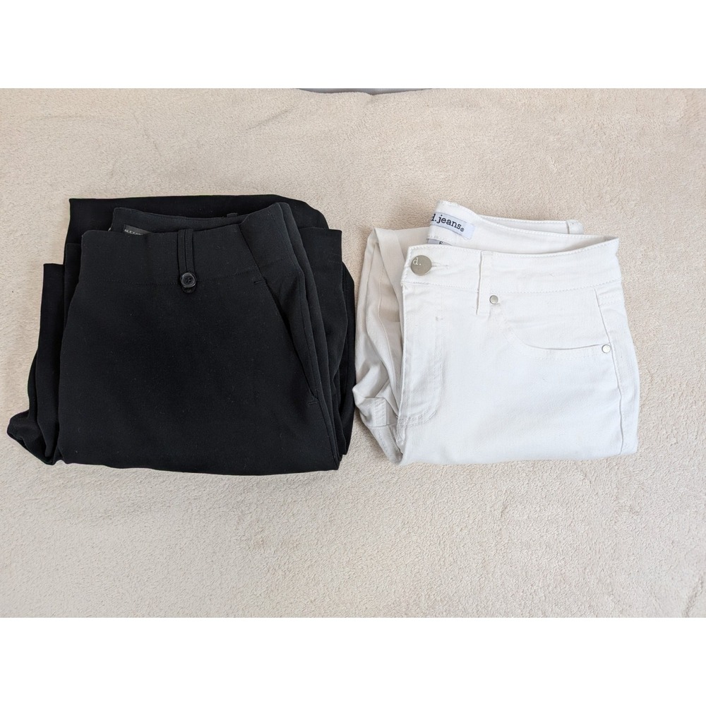 Lot of 2 Pants Size 6 Madison Black Alexandra Trousers d.jeans White Denim Jeans